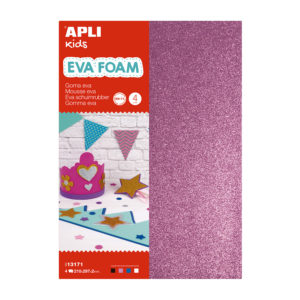 EVA Schaum Glitter A4 weiß, schwarz, rot und blau